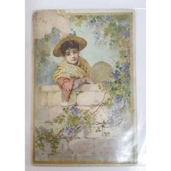 1880s Toledo Ohio Lion Coffee Woolson Spice Midsummer Greetings Trade Card - Picture 2 of 10
